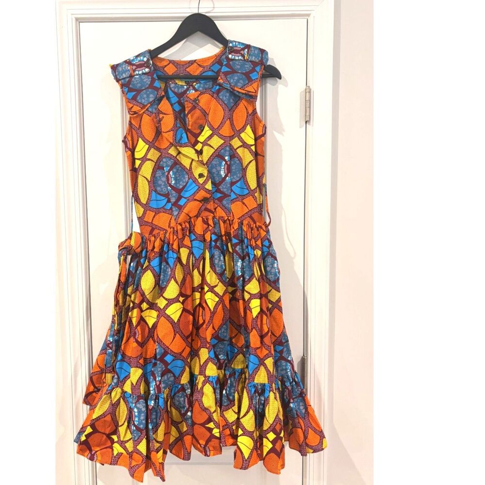 SIKA  Anthropologie Shirt Midi Dress Geometric Print Size 10 New
